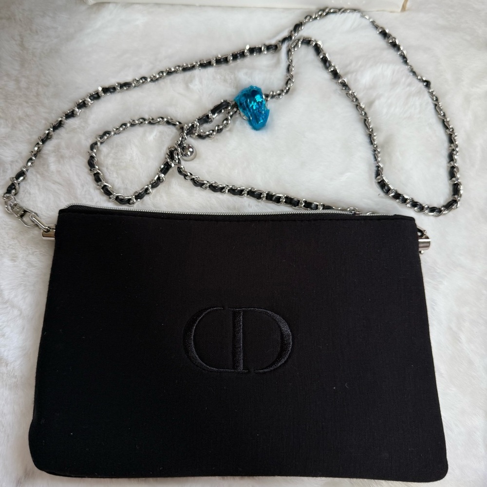 Dior Silver and Black Beauty Pouch/Clutch NIB